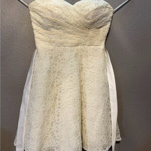 Strapless Lace Prom Dress in Ivory